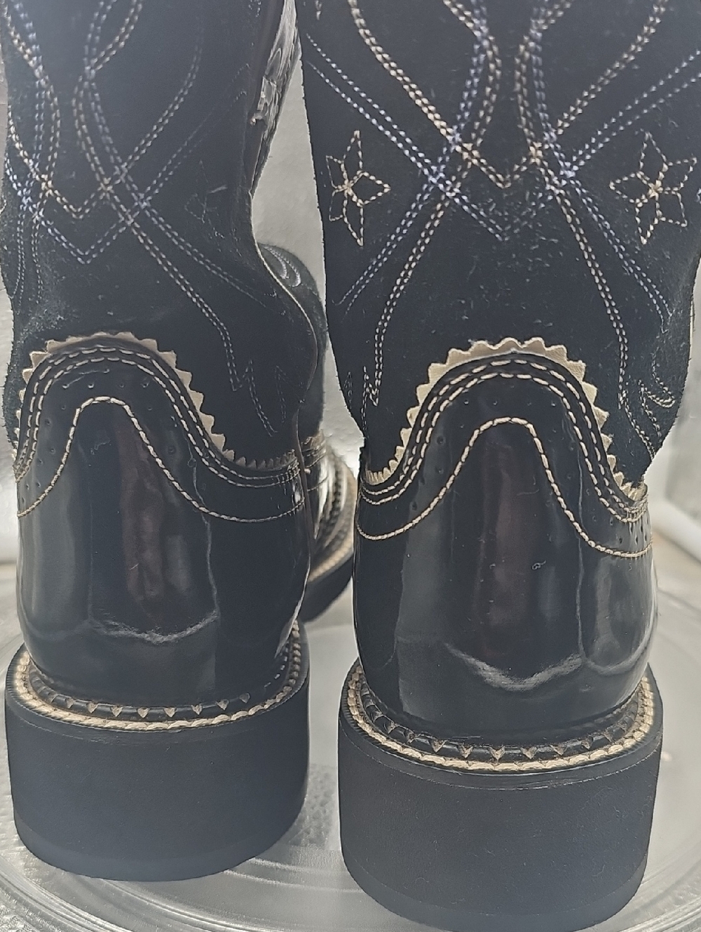 O Patent Black Fat Baby Ariat Boots Sz 7.5B - Picture 4 of 6
